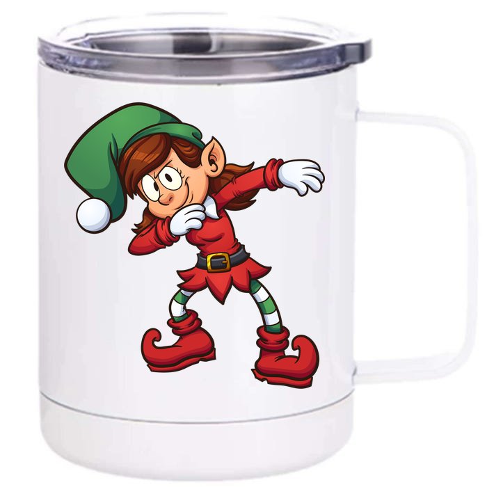 Dabbing Elf Cute Funny Christmas Front & Back 12oz Stainless Steel Tumbler Cup