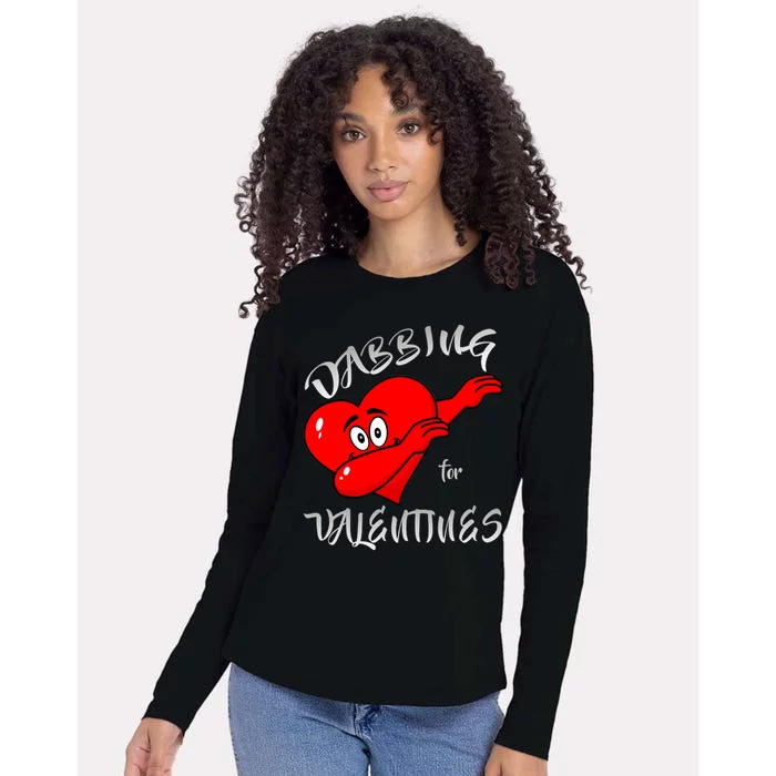 Dabbing For Love Valentines Day Heart Womens Cotton Relaxed Long Sleeve T-Shirt