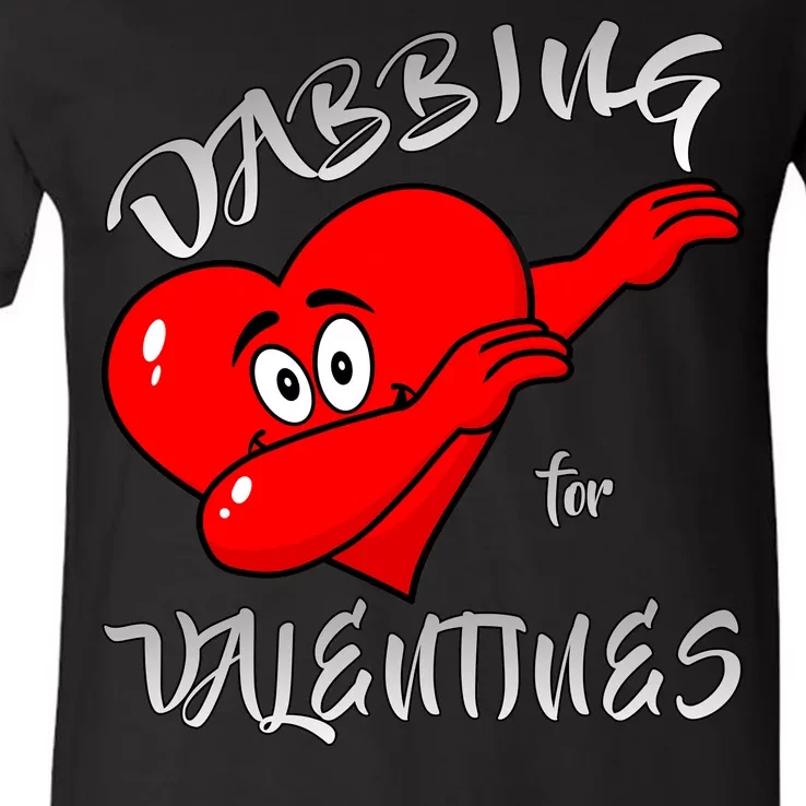 Dabbing For Love Valentines Day Heart V-Neck T-Shirt