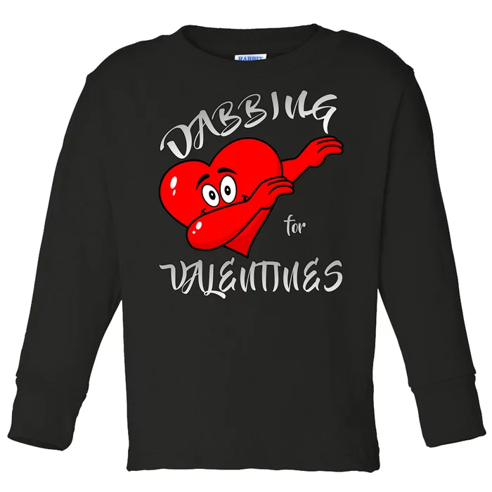 Dabbing For Love Valentines Day Heart Toddler Long Sleeve Shirt