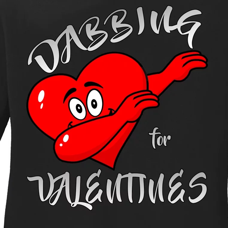 Dabbing For Love Valentines Day Heart Ladies Long Sleeve Shirt