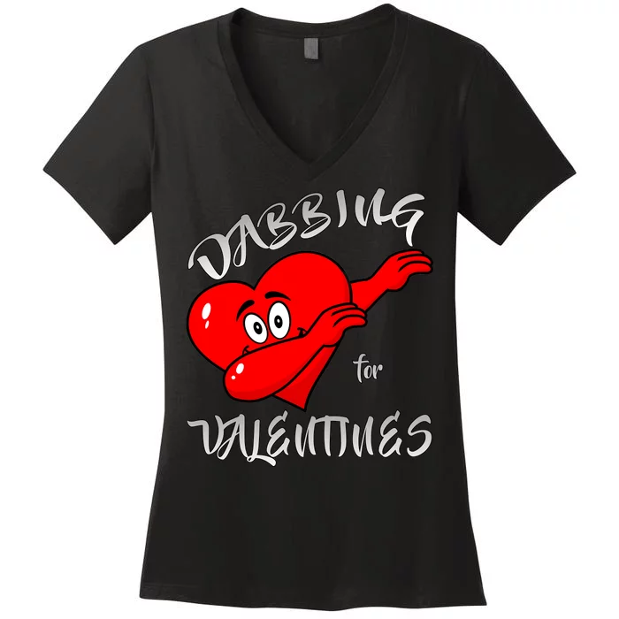 Dabbing For Love Valentines Day Heart Women's V-Neck T-Shirt