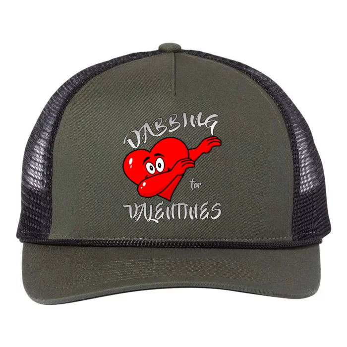 Dabbing For Love Valentines Day Heart Retro Rope Trucker Hat Cap