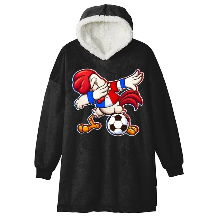 Dabbing French Soccer Rooster Hooded Wearable Blanket