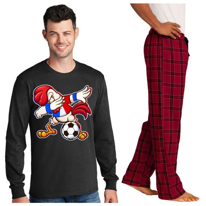 Dabbing French Soccer Rooster Long Sleeve Pajama Set