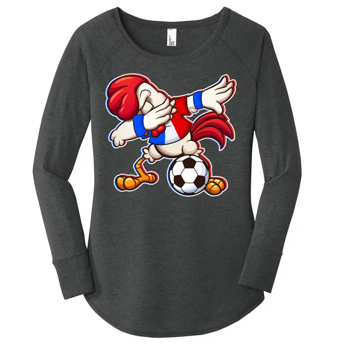 Dabbing French Soccer Rooster Women's Perfect Tri Tunic Long Sleeve Shirt