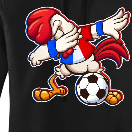 Dabbing French Soccer Rooster Women's Pullover Hoodie