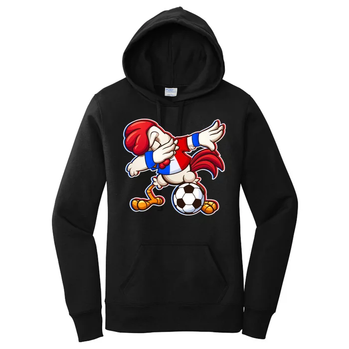 Dabbing French Soccer Rooster Women's Pullover Hoodie