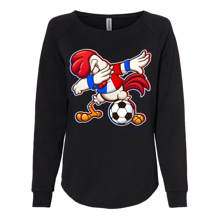 Dabbing French Soccer Rooster Womens California Wash Sweatshirt