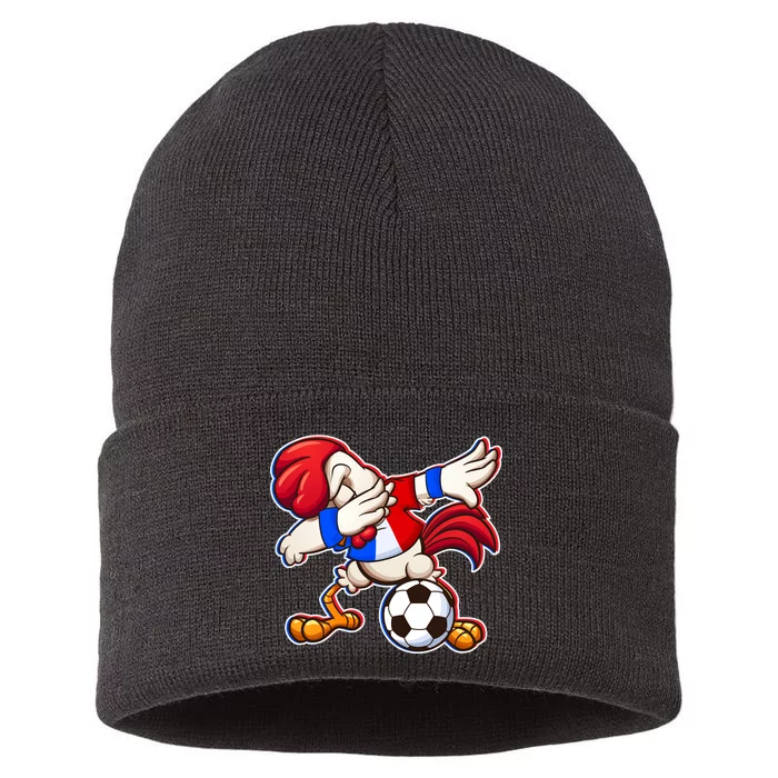 Dabbing French Soccer Rooster Sustainable Knit Beanie