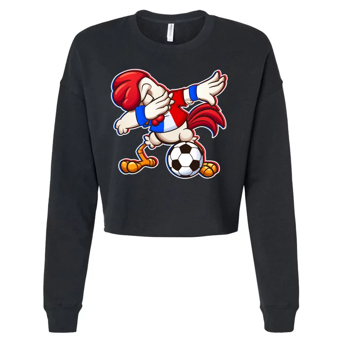 Dabbing French Soccer Rooster Cropped Pullover Crew