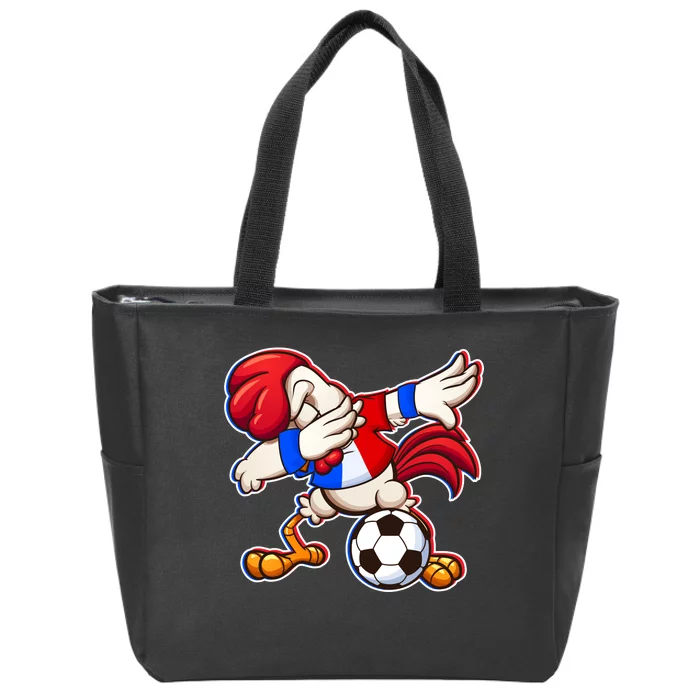 Dabbing French Soccer Rooster Zip Tote Bag