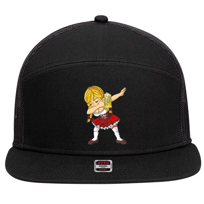 Dabbing German Girl Oktoberfest 7 Panel Mesh Trucker Snapback Hat