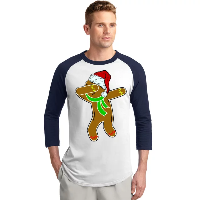 Dabbing Gingerbread Man Baseball Sleeve Shirt