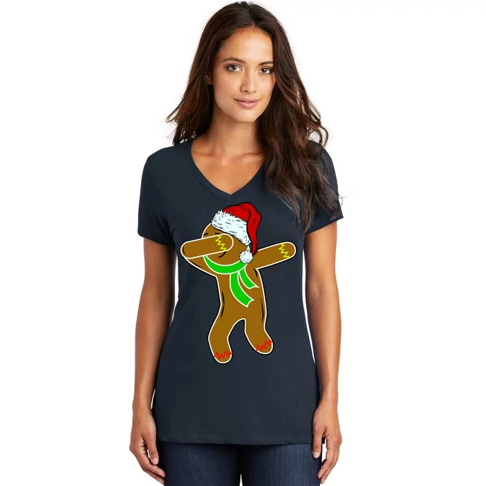 Dabbing Gingerbread Man Women's V-Neck T-Shirt