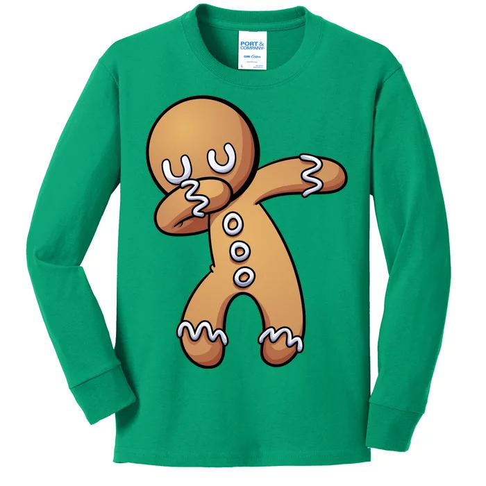 Dabbing Gingerbread Man Christmas Kids Long Sleeve Shirt