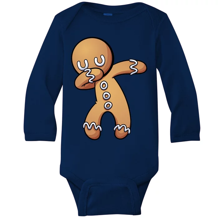 Dabbing Gingerbread Man Christmas Baby Long Sleeve Bodysuit