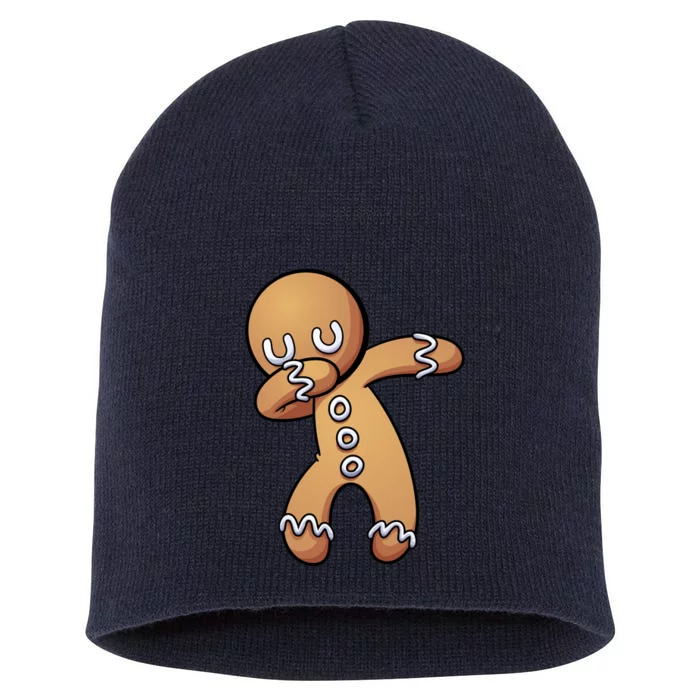 Dabbing Gingerbread Man Christmas Short Acrylic Beanie