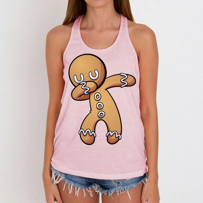 Dabbing Gingerbread Man Christmas Women's Knotted Racerback Tank