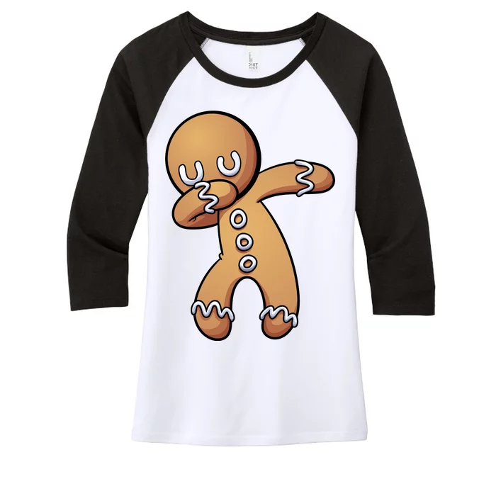 Dabbing Gingerbread Man Christmas Women's Tri-Blend 3/4-Sleeve Raglan Shirt