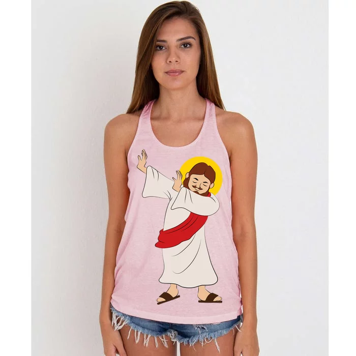 Dabbing Jesus Women's Knotted Racerback Tank