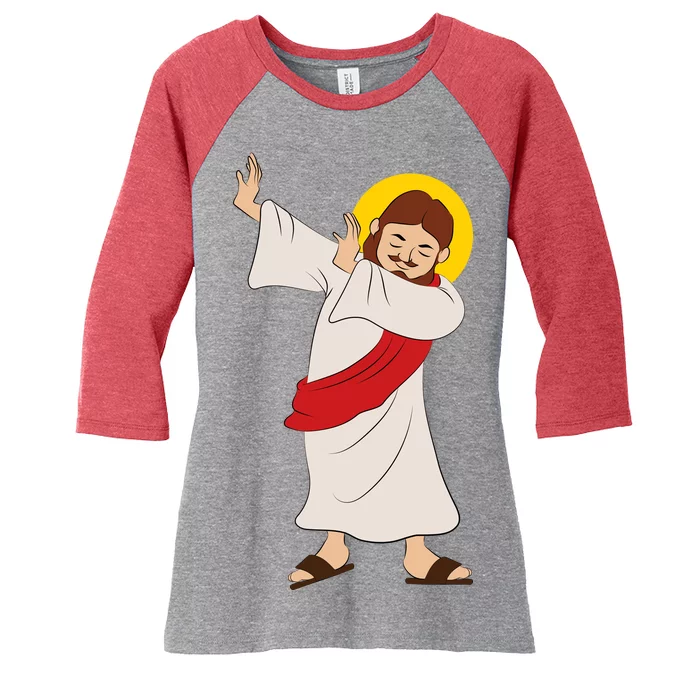 Dabbing Jesus Women's Tri-Blend 3/4-Sleeve Raglan Shirt