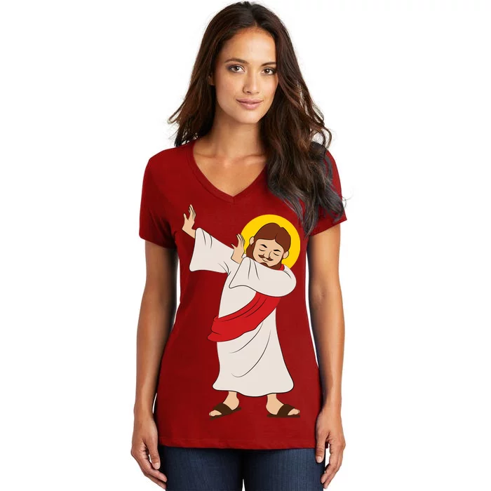 Dabbing Jesus Women's V-Neck T-Shirt