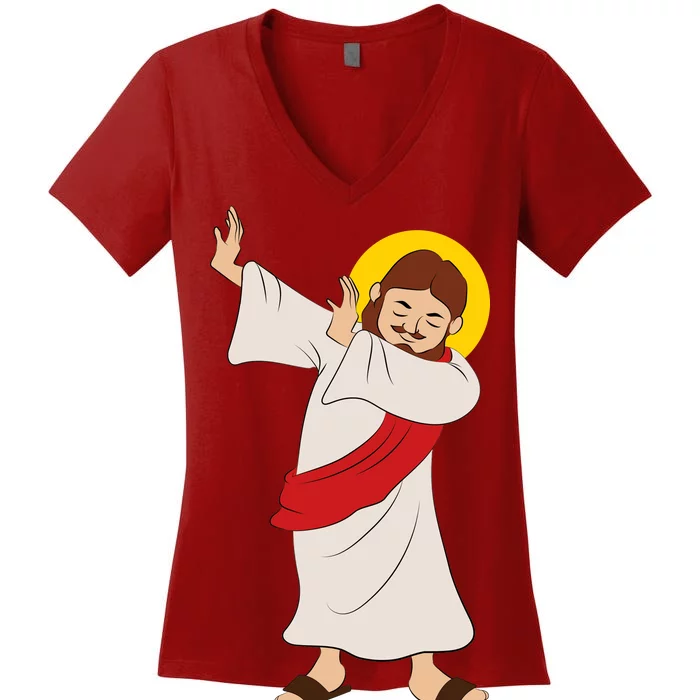 Dabbing Jesus Women's V-Neck T-Shirt