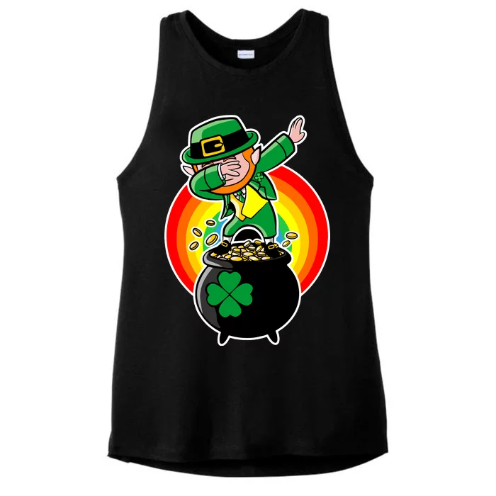 Dabbing Leprechaun Funny Irish Dab St. Patrick's Day Ladies Tri-Blend Wicking Tank