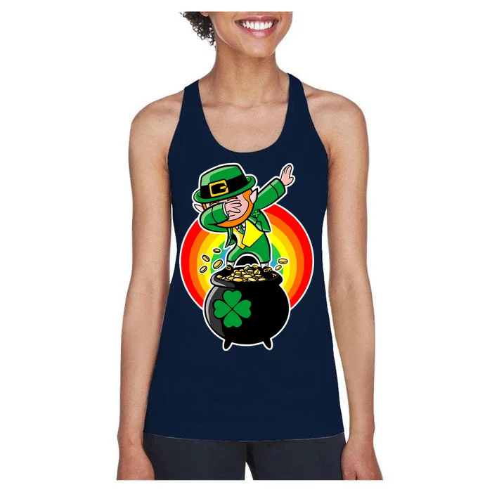 Dabbing Leprechaun Funny Irish Dab St. Patrick's Day Women's Racerback Tank