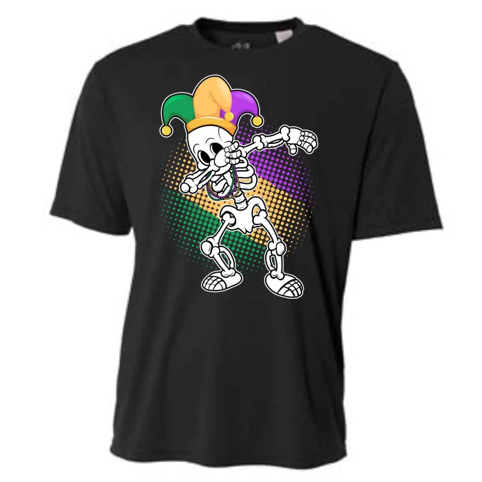 Dabbing Mardi Gras Skeleton Cooling Performance Crew T-Shirt