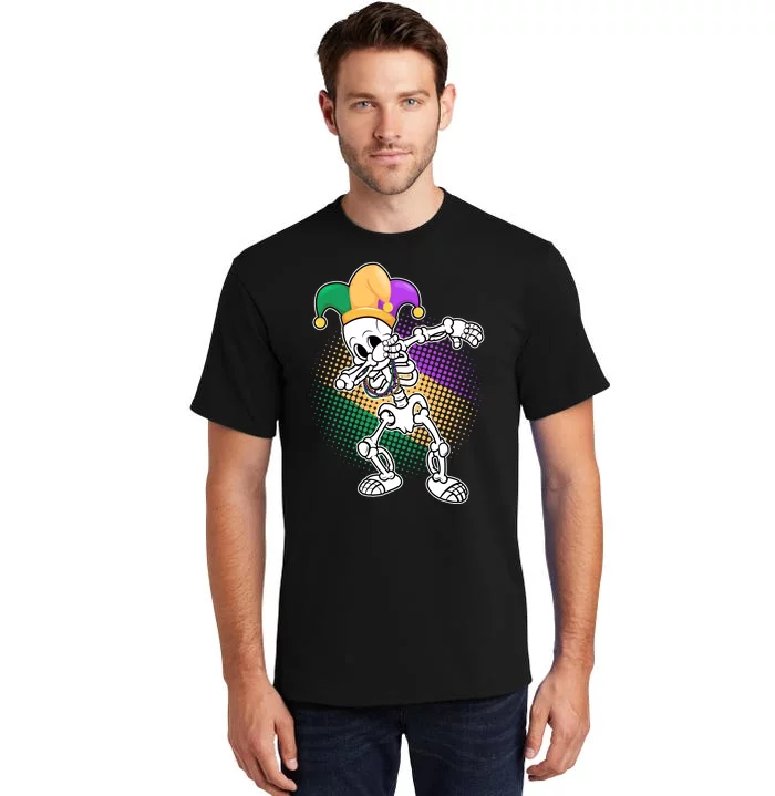 Dabbing Mardi Gras Skeleton Tall T-Shirt