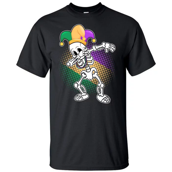 Dabbing Mardi Gras Skeleton Tall T-Shirt