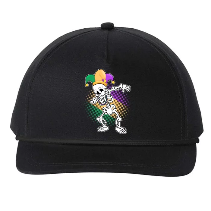 Dabbing Mardi Gras Skeleton Snapback Five-Panel Rope Hat