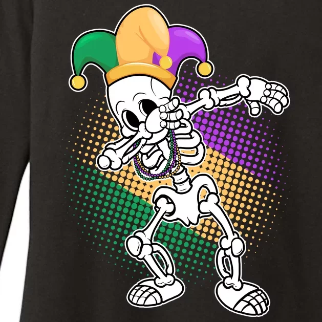 Dabbing Mardi Gras Skeleton Womens CVC Long Sleeve Shirt