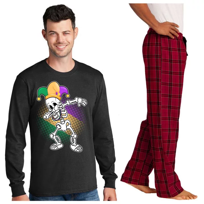 Dabbing Mardi Gras Skeleton Long Sleeve Pajama Set