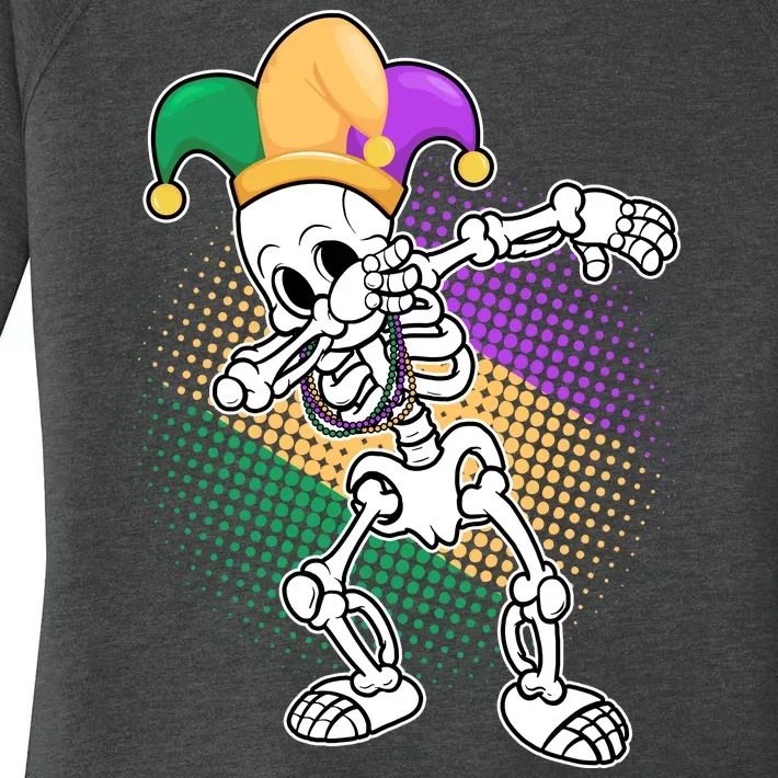 Dabbing Mardi Gras Skeleton Women's Perfect Tri Tunic Long Sleeve Shirt