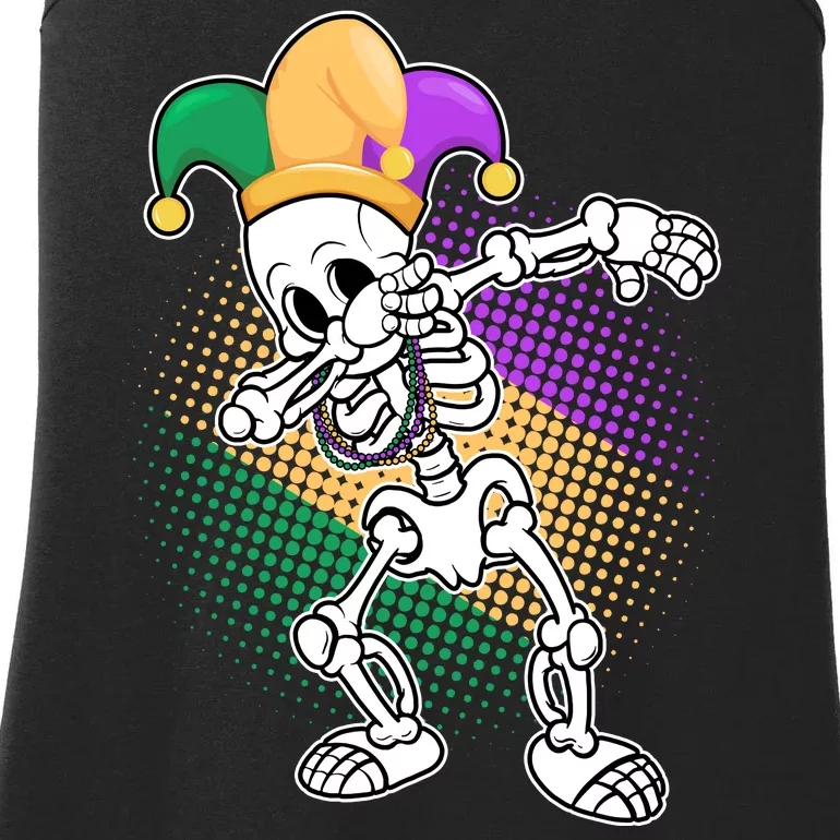 Dabbing Mardi Gras Skeleton Ladies Essential Tank