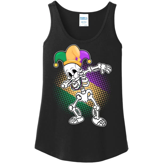 Dabbing Mardi Gras Skeleton Ladies Essential Tank