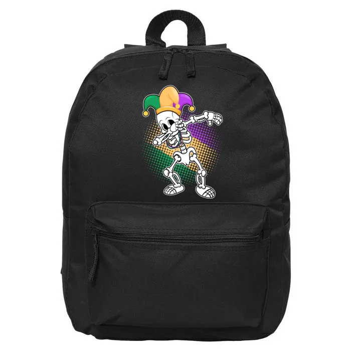 Dabbing Mardi Gras Skeleton 16 in Basic Backpack