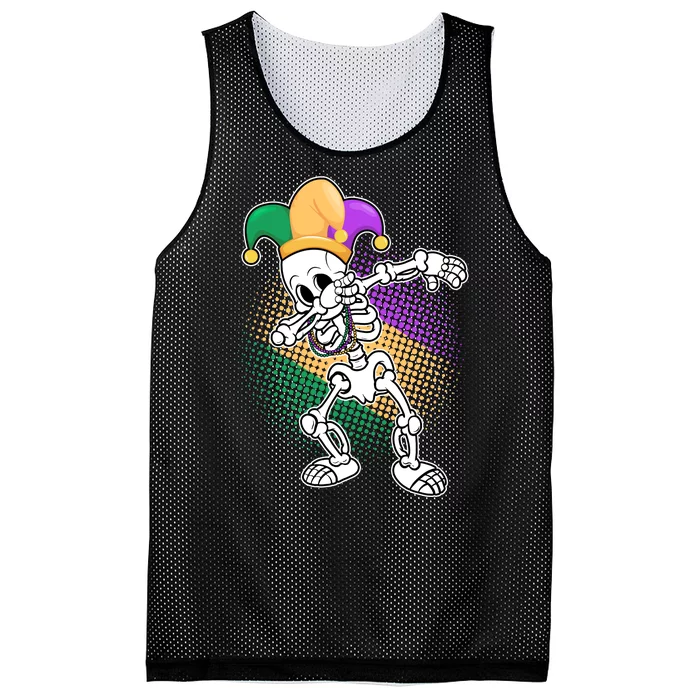 Dabbing Mardi Gras Skeleton Mesh Reversible Basketball Jersey Tank