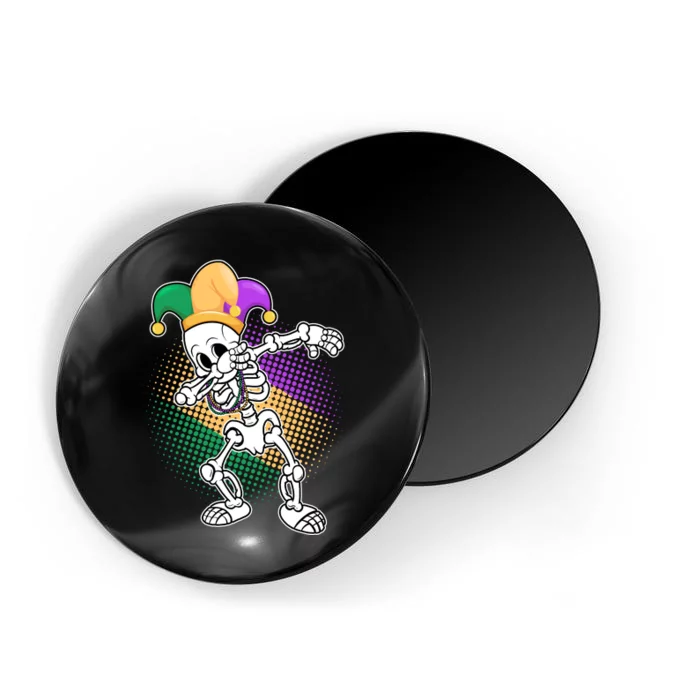 Dabbing Mardi Gras Skeleton Magnet