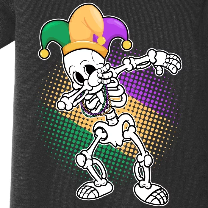 Dabbing Mardi Gras Skeleton Baby Bodysuit