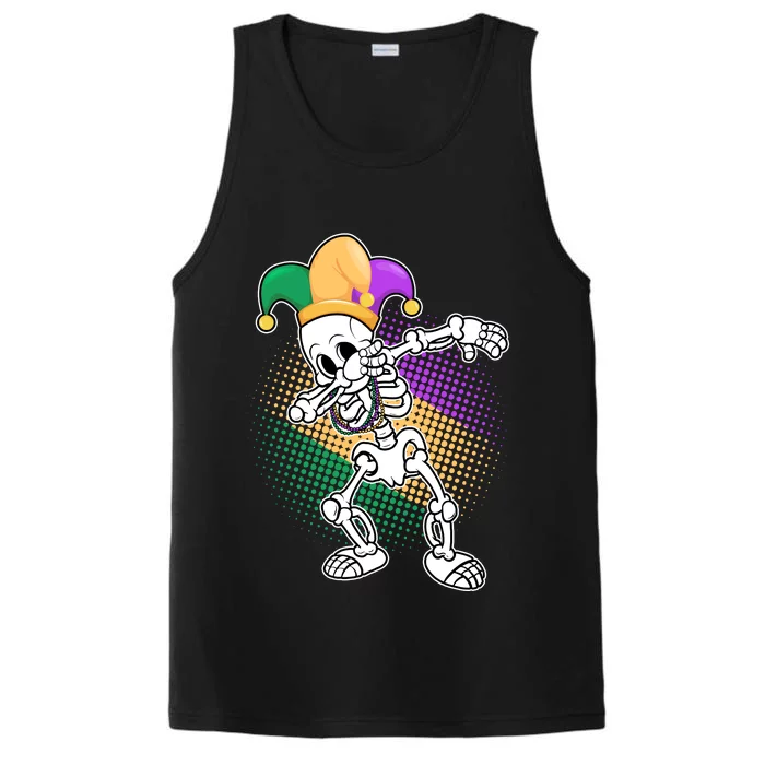 Dabbing Mardi Gras Skeleton Performance Tank