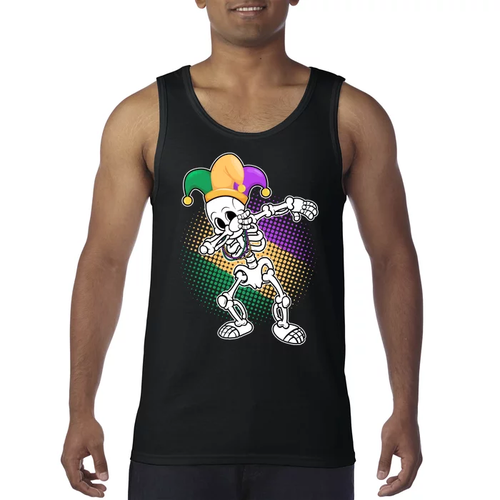 Dabbing Mardi Gras Skeleton Tank Top