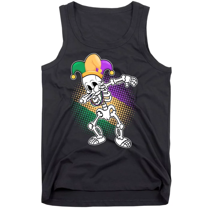 Dabbing Mardi Gras Skeleton Tank Top