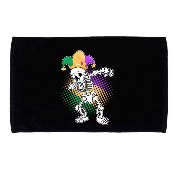 Dabbing Mardi Gras Skeleton Microfiber Hand Towel