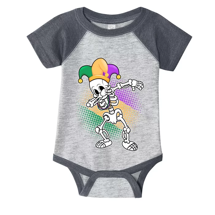 Dabbing Mardi Gras Skeleton Infant Baby Jersey Bodysuit