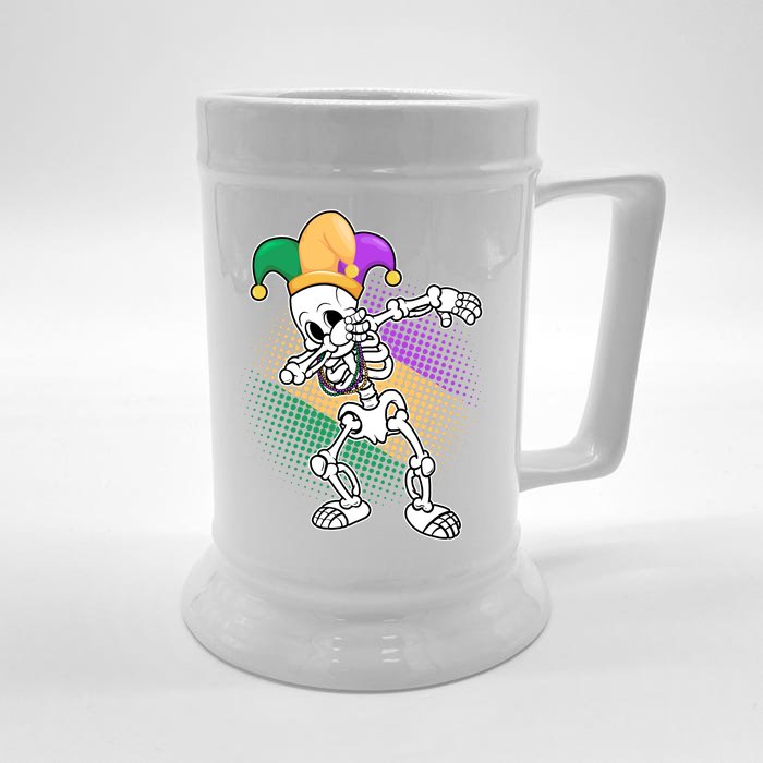 Dabbing Mardi Gras Skeleton Front & Back Beer Stein