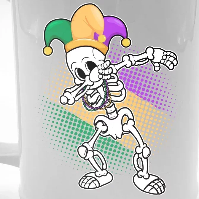 Dabbing Mardi Gras Skeleton Front & Back Beer Stein